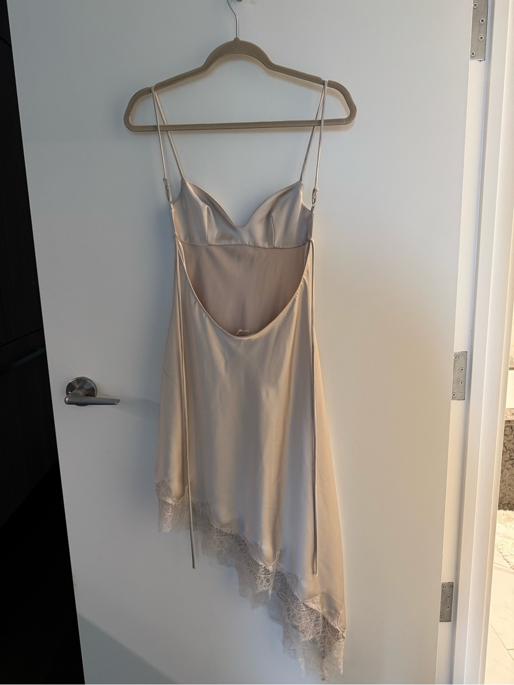 Zara Satin Slip Midi Dress in Champagne Beige - Picture 2 of 4